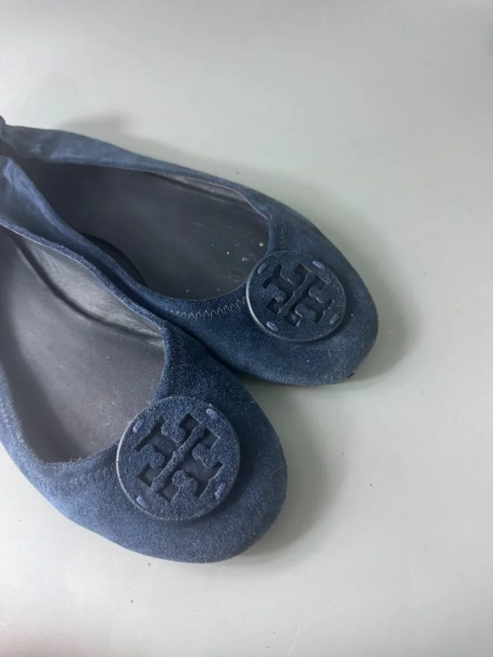 Tory Burch Navy Blue Suede Flats, Size 9 M